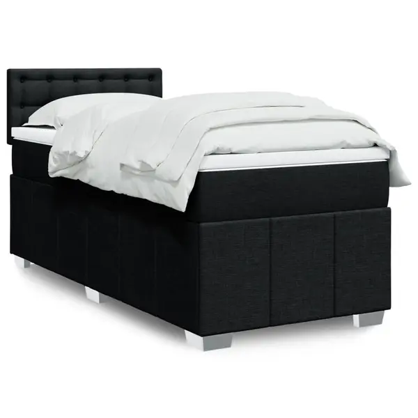 Gossi pat box spring cu saltea, negru, 90x190 cm, textil
