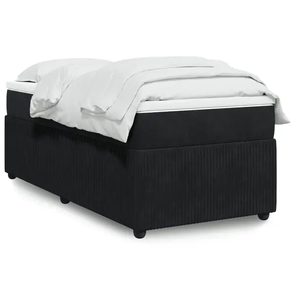 Gossi pat box spring cu saltea, negru, 90x200 cm, catifea