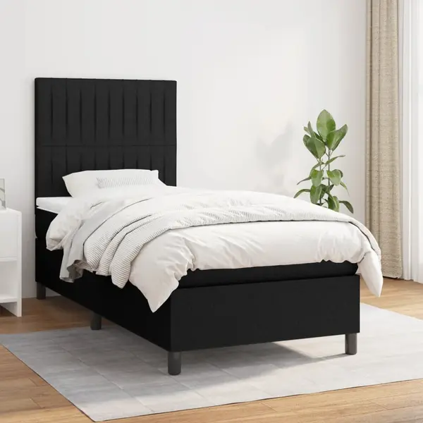 Gossi pat box spring cu saltea, negru, 90x200 cm, textil