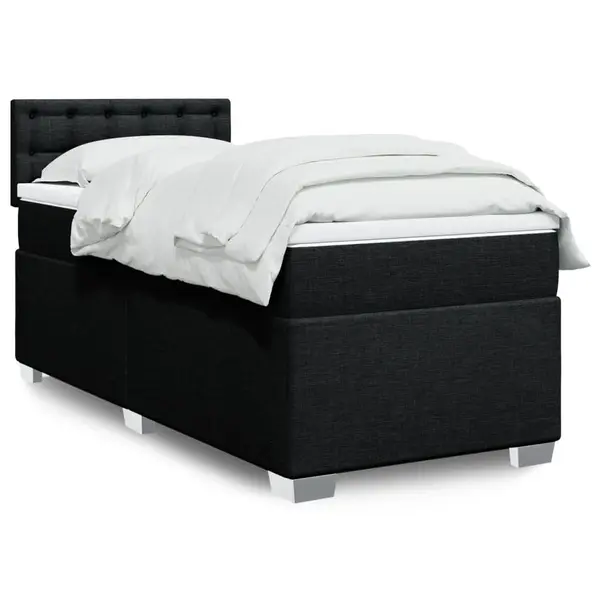 Gossi pat box spring cu saltea, negru, 90x200 cm, textil