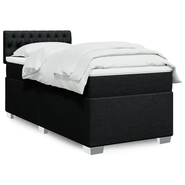 Gossi pat box spring cu saltea, negru, 90x200 cm, textil