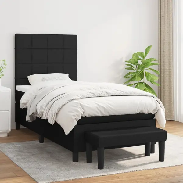 Gossi pat box spring cu saltea, negru, 90x200 cm, textil