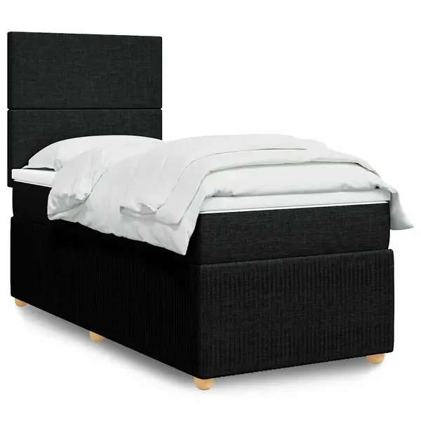 Gossi pat box spring cu saltea, negru, 90x200 cm, textil