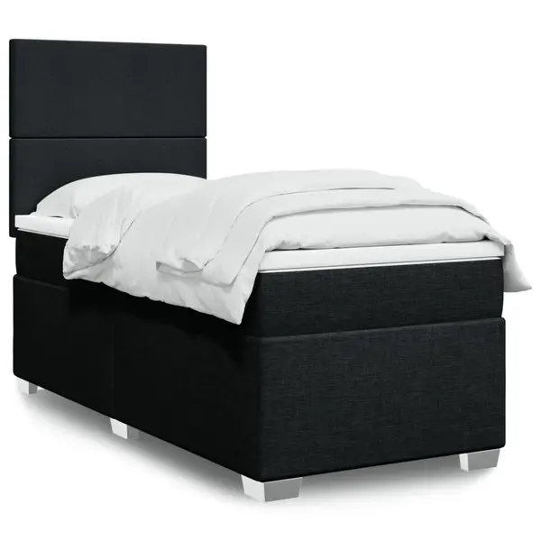 Gossi pat box spring cu saltea, negru, 90x200 cm, textil