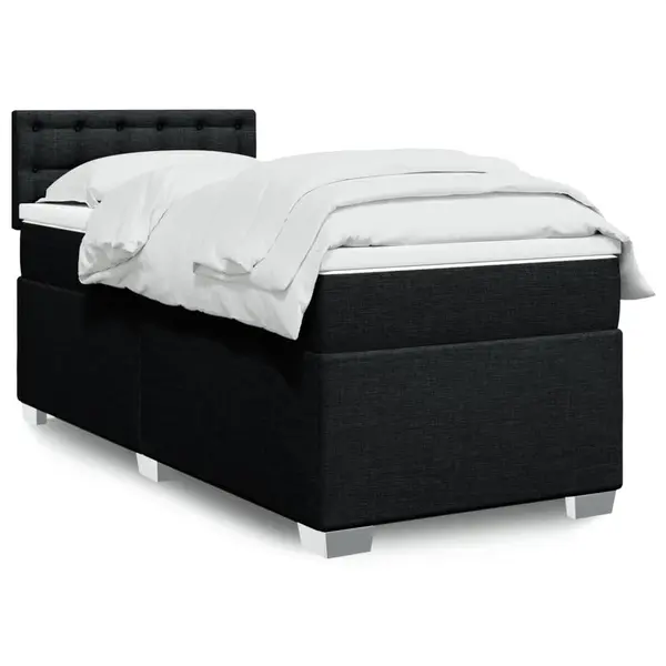 Gossi pat box spring cu saltea, negru, 90x200 cm, textil