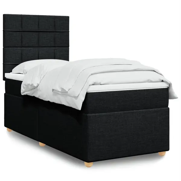 Gossi pat box spring cu saltea, negru, 90x200 cm, textil