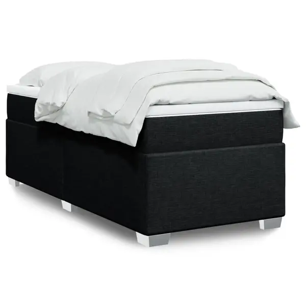 Gossi pat box spring cu saltea, negru, 90x200 cm, textil