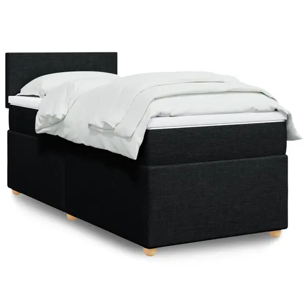 Gossi pat box spring cu saltea, negru, 90x200 cm, textil