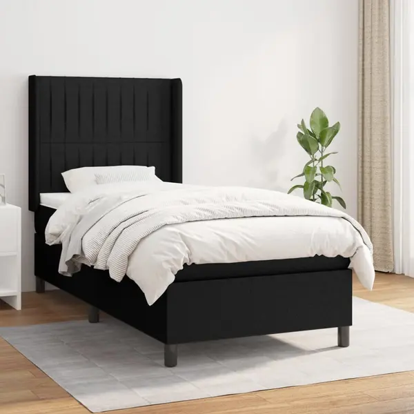 Gossi pat box spring cu saltea, negru, 90x200 cm, textil