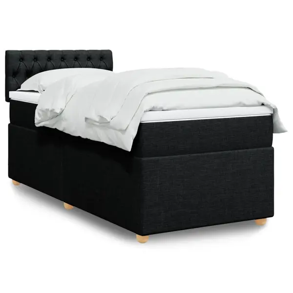 Gossi pat box spring cu saltea, negru, 90x200 cm, textil