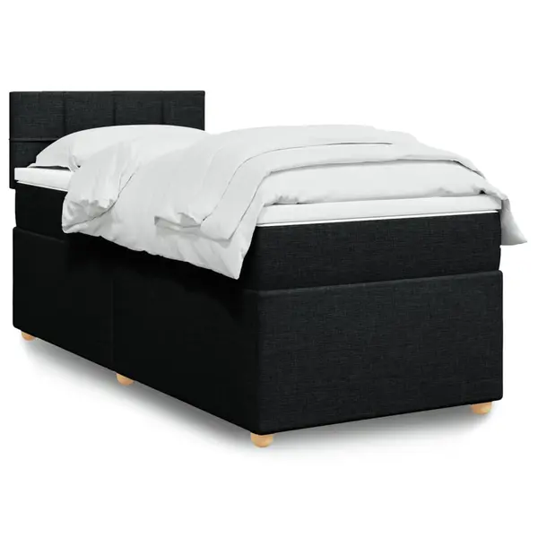 Gossi pat box spring cu saltea, negru, 90x200 cm, textil