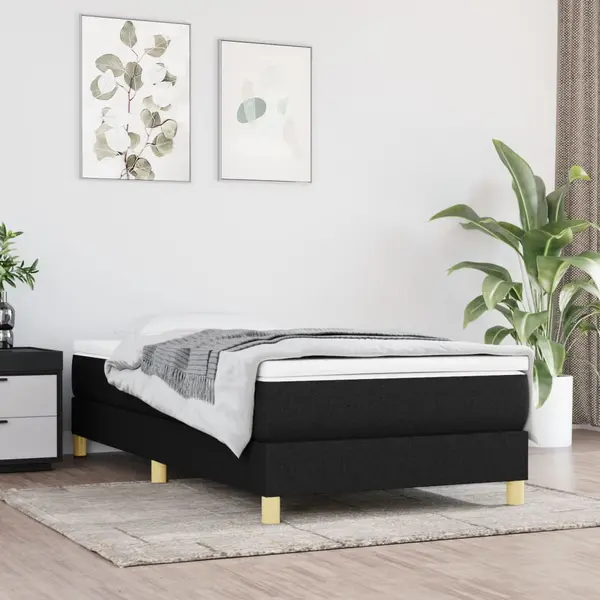 Gossi pat box spring cu saltea, negru, 90x200 cm, textil