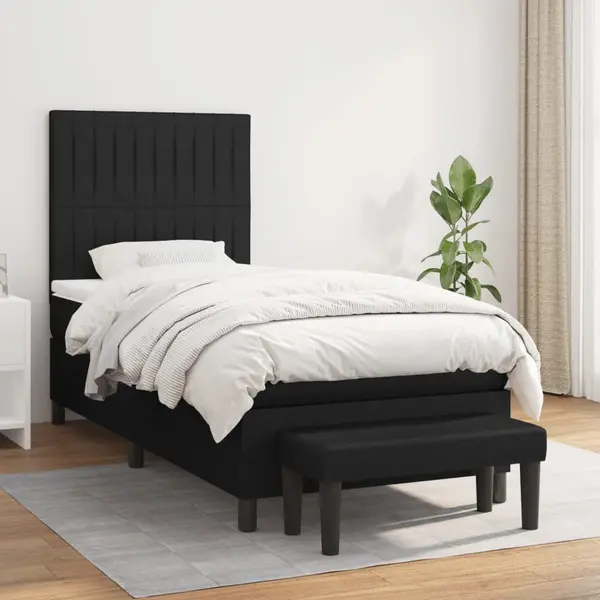 Gossi pat box spring cu saltea, negru, 90x200 cm, textil