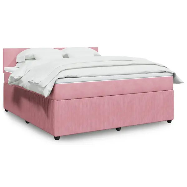 Gossi pat box spring cu saltea, roz, 180x200 cm, catifea