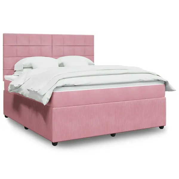 Gossi pat box spring cu saltea, roz, 180x200 cm, catifea