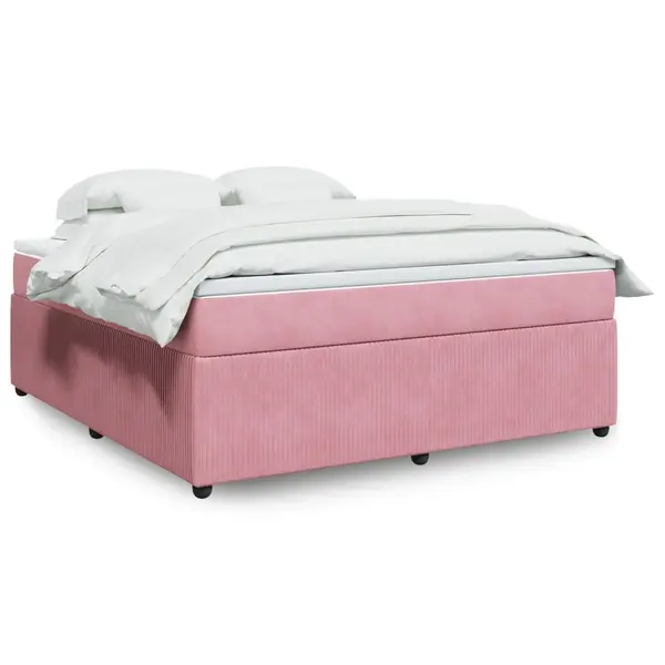 Gossi pat box spring cu saltea, roz, 180x200 cm, catifea