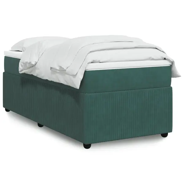 Gossi pat box spring cu saltea, verde inchis, 100x200 cm, catifea