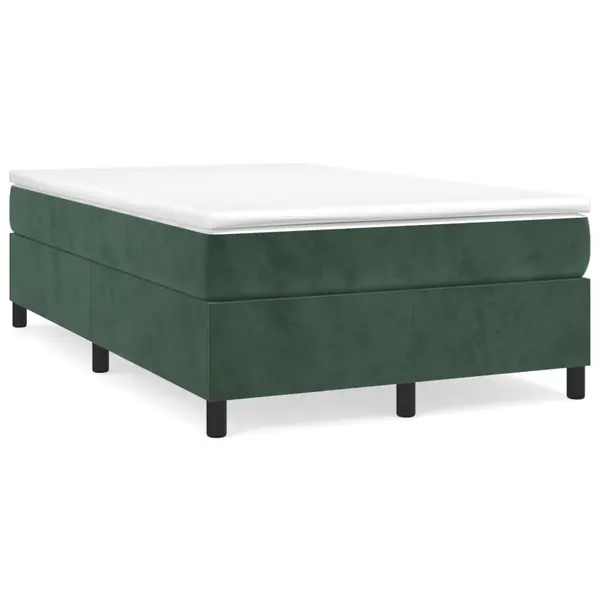 Gossi pat box spring cu saltea, verde inchis, 120x190 cm, catifea