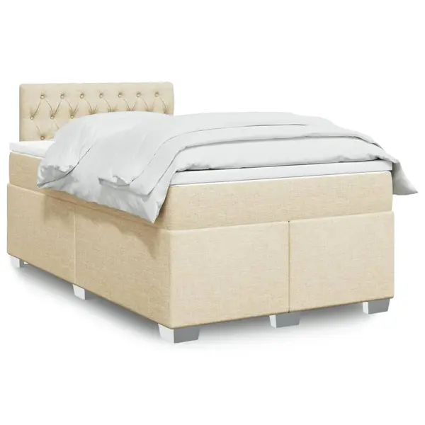Gossi pat continental cu saltea, crem, 120x190 cm, textil