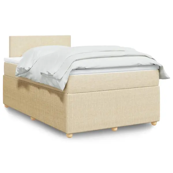 Gossi pat continental cu saltea, crem, 120x190 cm, textil