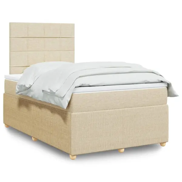 Gossi pat continental cu saltea, crem, 120x190 cm, textil