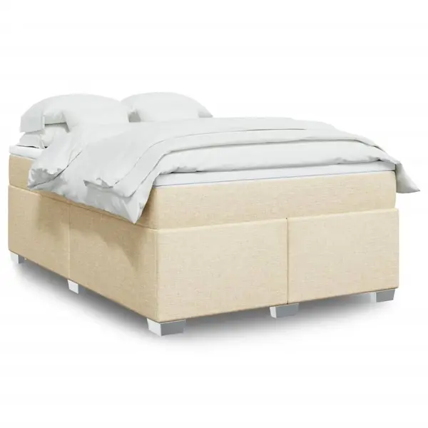 Gossi pat continental cu saltea, crem, 140x200 cm, material textil