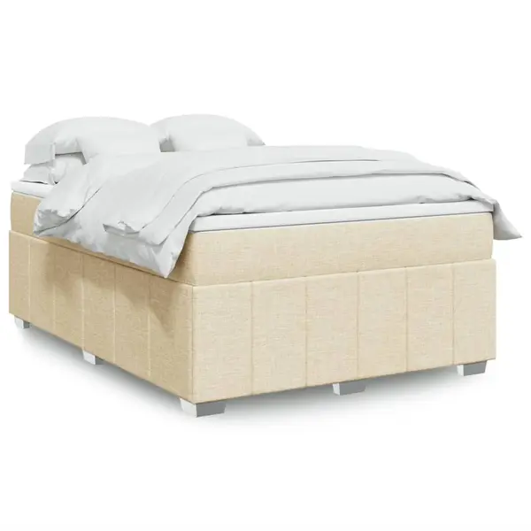 Gossi pat continental cu saltea, crem, 140x200 cm, material textil
