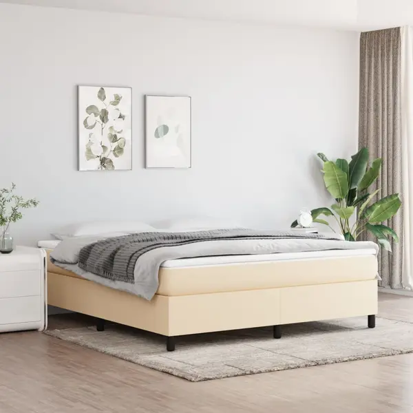 Gossi pat continental cu saltea, crem, 180x200 cm, textil