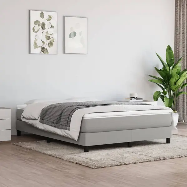 Gossi pat continental cu saltea, gri deschis, 160x200 cm, textil