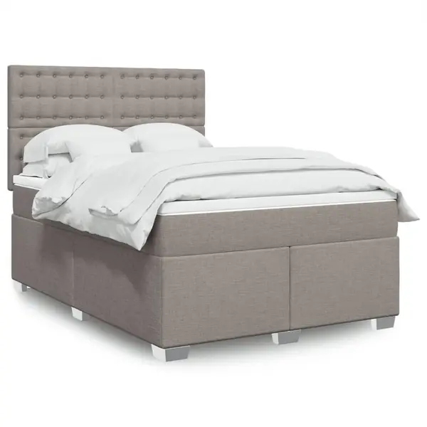 Gossi pat continental cu saltea gri taupe 140x200 cm material textil