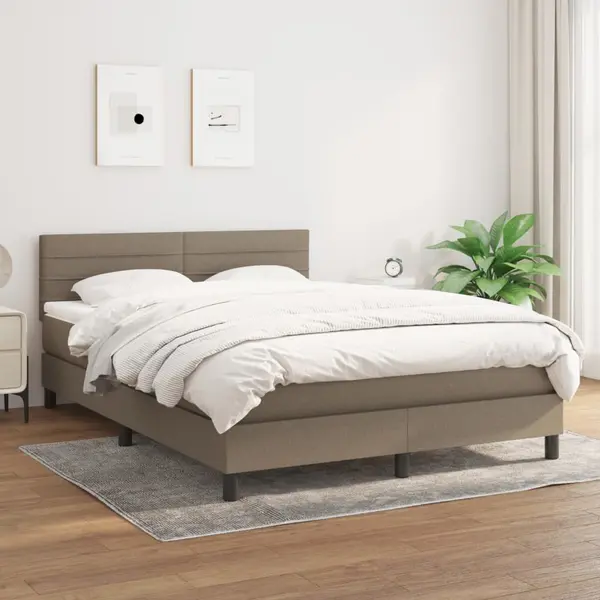 Gossi pat continental cu saltea gri taupe 140x200 cm material textil