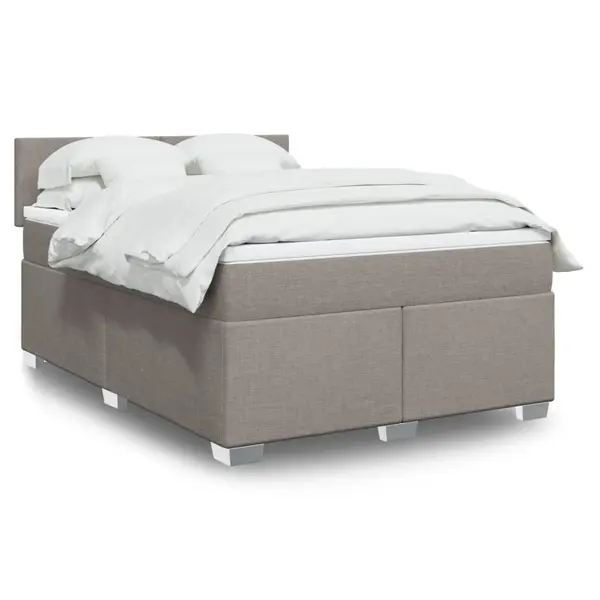 Gossi pat continental cu saltea gri taupe 140x200 cm material textil