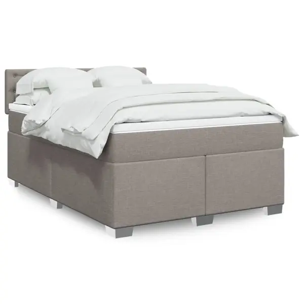 Gossi pat continental cu saltea gri taupe 140x200 cm material textil