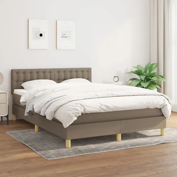 Gossi pat continental cu saltea gri taupe 140x200 cm material textil