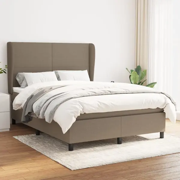 Gossi pat continental cu saltea gri taupe 140x200 cm material textil
