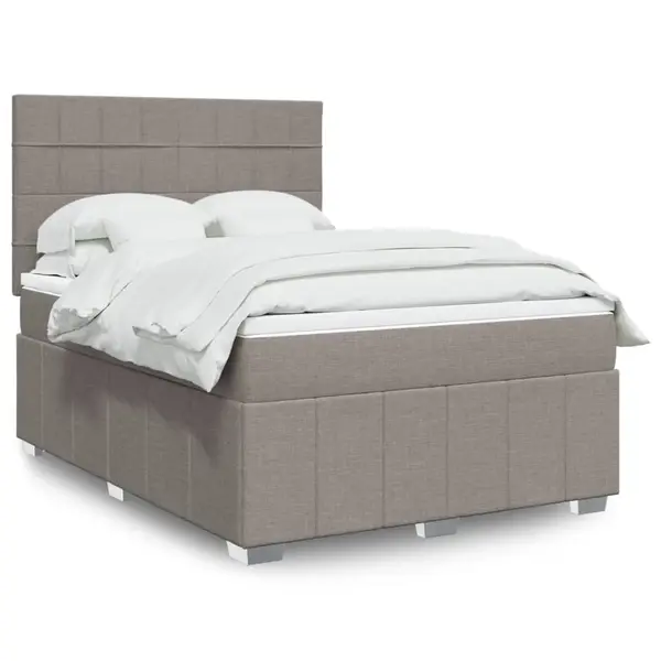 Gossi pat continental cu saltea gri taupe 140x200 cm material textil