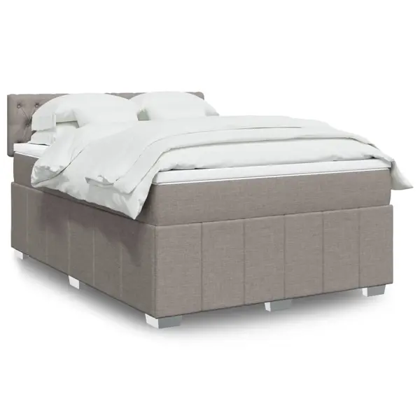Gossi pat continental cu saltea gri taupe 140x200 cm material textil