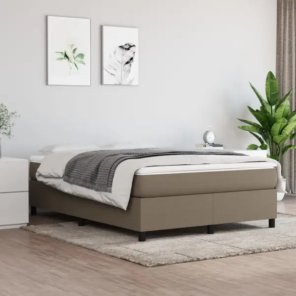 Gossi pat continental cu saltea gri taupe 140x200 cm material textil