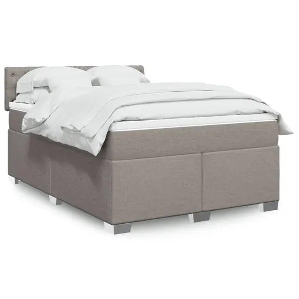 Gossi pat continental cu saltea gri taupe 140x200 cm material textil