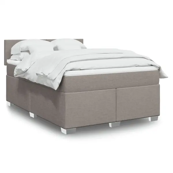 Gossi pat continental cu saltea gri taupe 140x200 cm material textil
