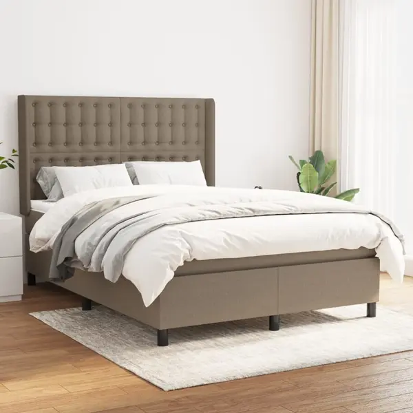 Gossi pat continental cu saltea gri taupe 140x200 cm material textil