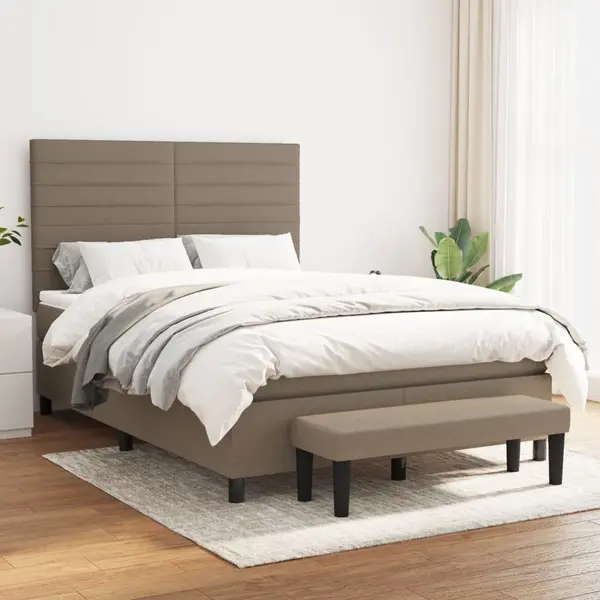 Gossi pat continental cu saltea gri taupe 140x200 cm material textil