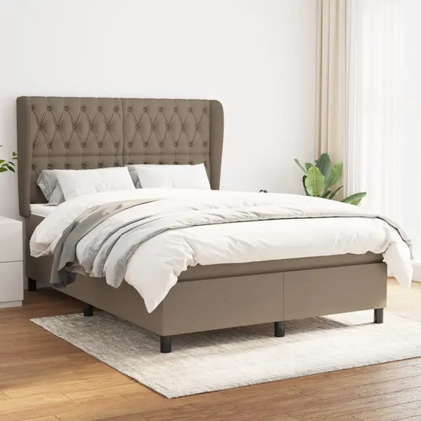 Gossi pat continental cu saltea gri taupe 140x200 cm material textil