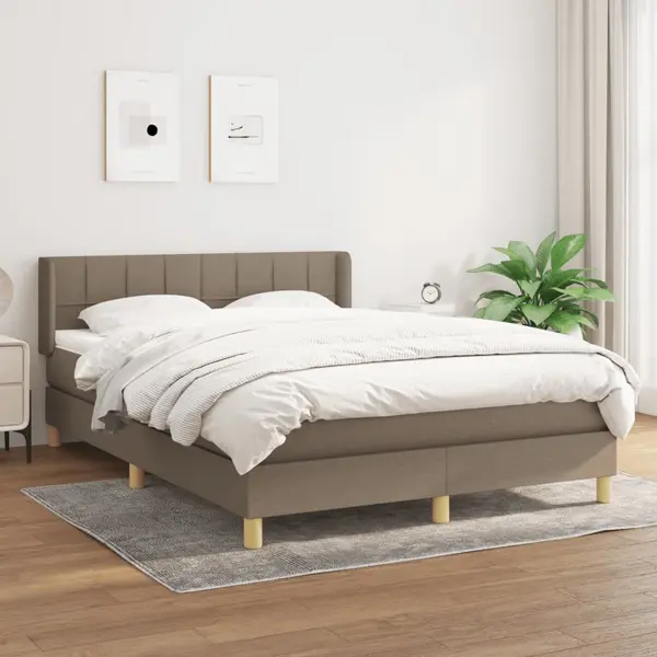 Gossi pat continental cu saltea gri taupe 140x200 cm material textil