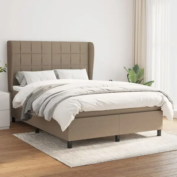 Gossi pat continental cu saltea gri taupe 140x200 cm material textil