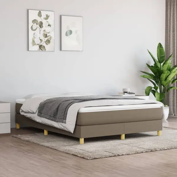 Gossi pat continental cu saltea gri taupe 140x200 cm material textil