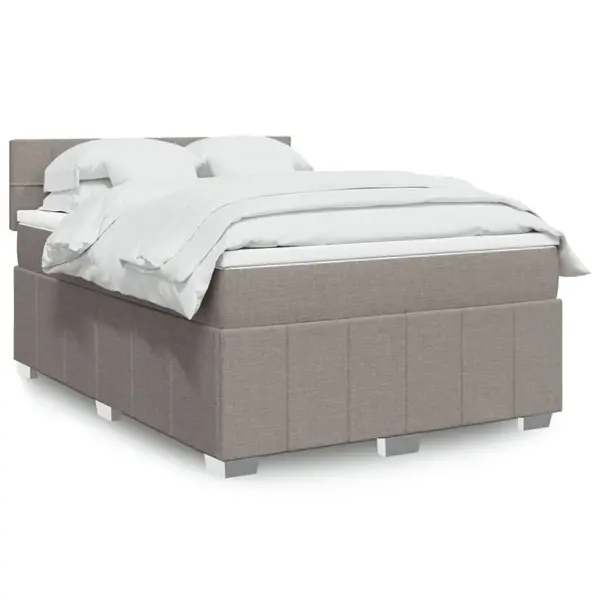 Gossi pat continental cu saltea gri taupe 140x200 cm material textil