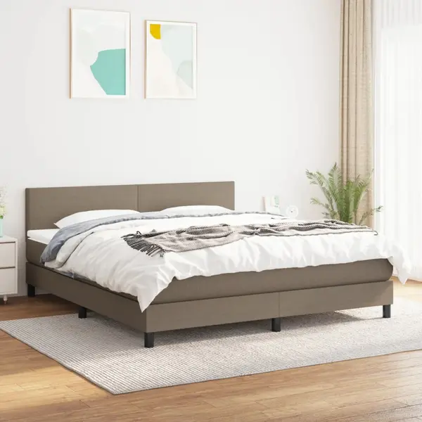 Gossi pat continental cu saltea, gri taupe, 180x200 cm, textil