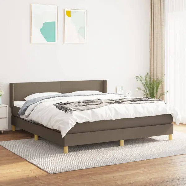 Gossi pat continental cu saltea, gri taupe, 180x200 cm, textil