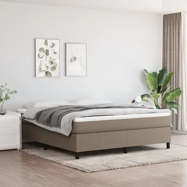 Gossi pat continental cu saltea, gri taupe, 180x200 cm, textil